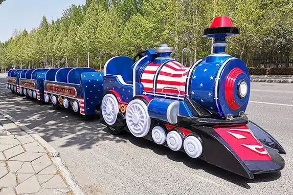 Blue Kiddie Ride Train Export to the USA