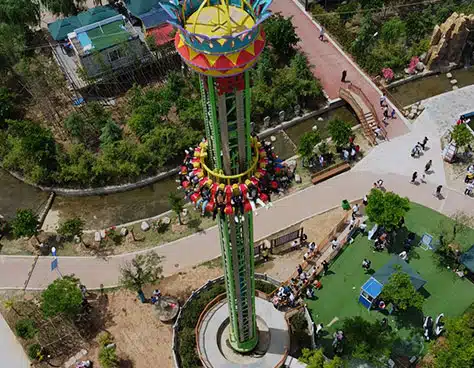 Large amusement ride project installed by Carnee Rides during the nationwide expansion of Ferris wheels and drop tower rides