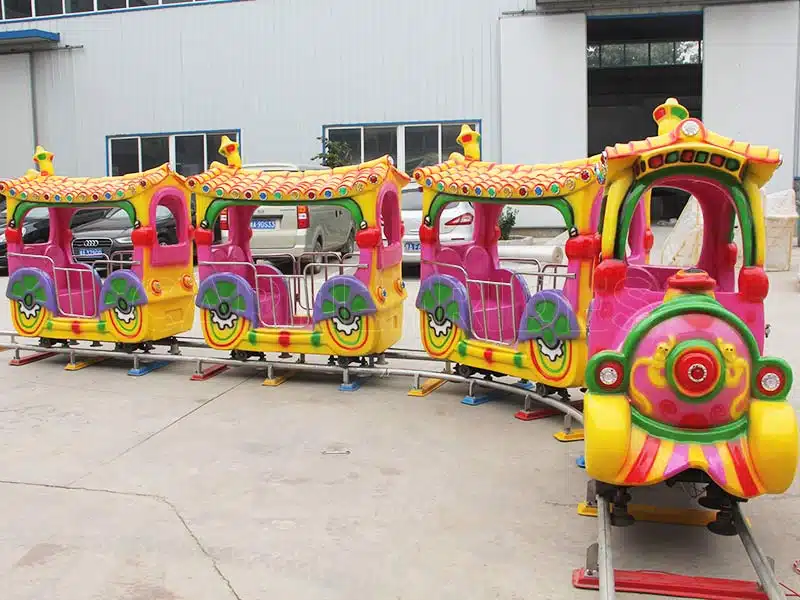 Cartoon Electric Ride On Train For Kids | 8 Seat Mini Track Train