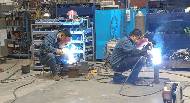 Amusement park train frame welding process in factory Carnee Rides