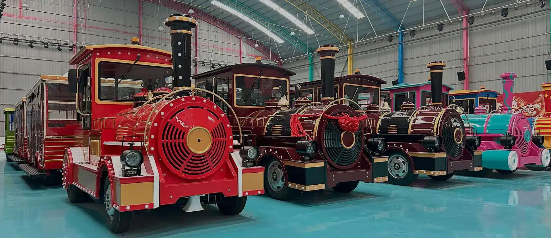Amusement park train rides manufactured for parks, malls and resorts