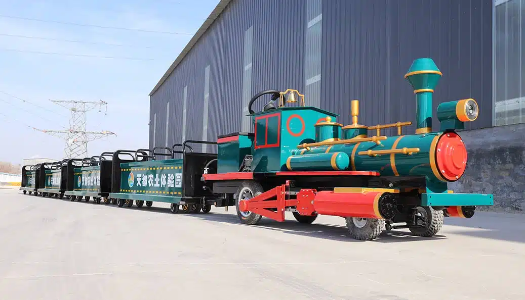 Rideable track train rides manufactured for amusement parks