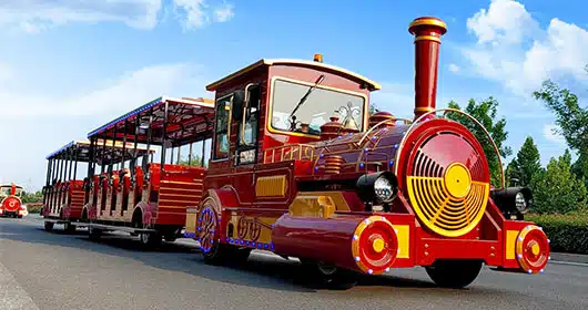 Electric trackless train designed for sightseeing, shopping malls and amusement parks.