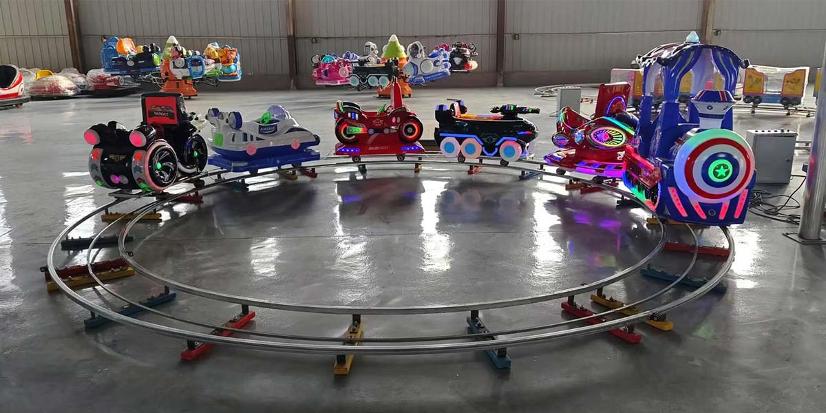 Indoor kiddie track train rides for family entertainment centers and amusement parks